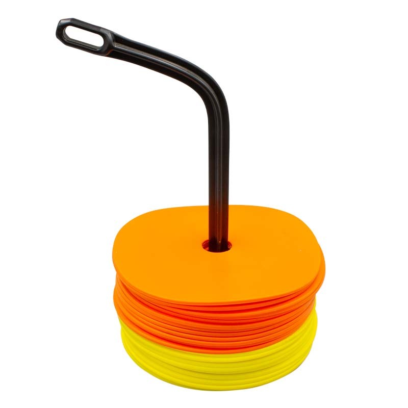 Agility flat cone marker set with 24pcs and carrying stick for speed training