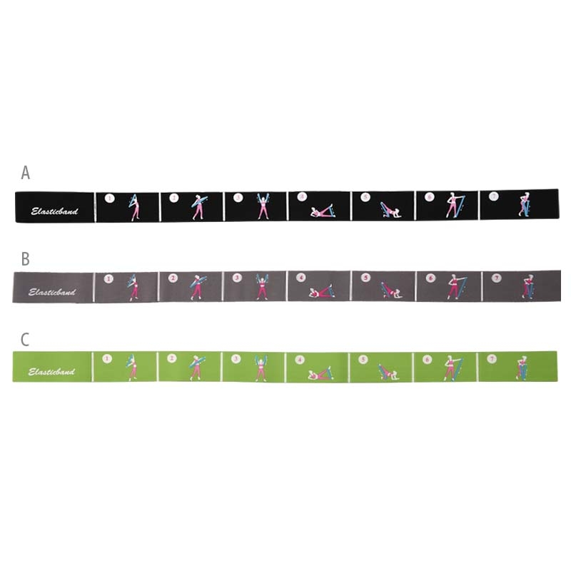 Multi-grip stretch strap with printed exercise guide for yoga and rehabilitation training