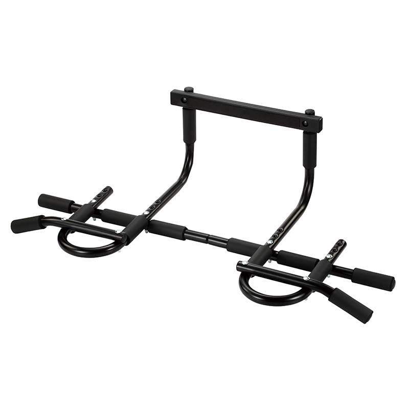 Custom OEM door chin up bar with adjustable width and foam handles.