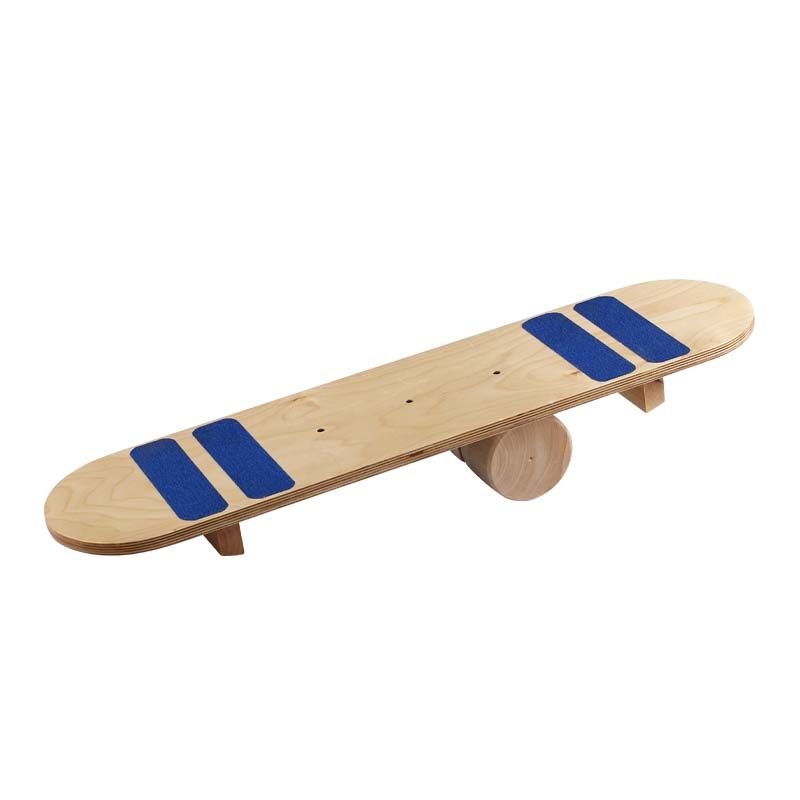 Eco-friendly wooden surf trainer with sandpaper stoppers and roller for professional fitness and rehabilitation.