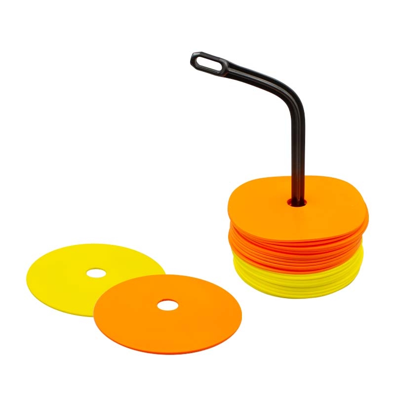 Agility flat cone marker set with 24pcs and carrying stick for speed training