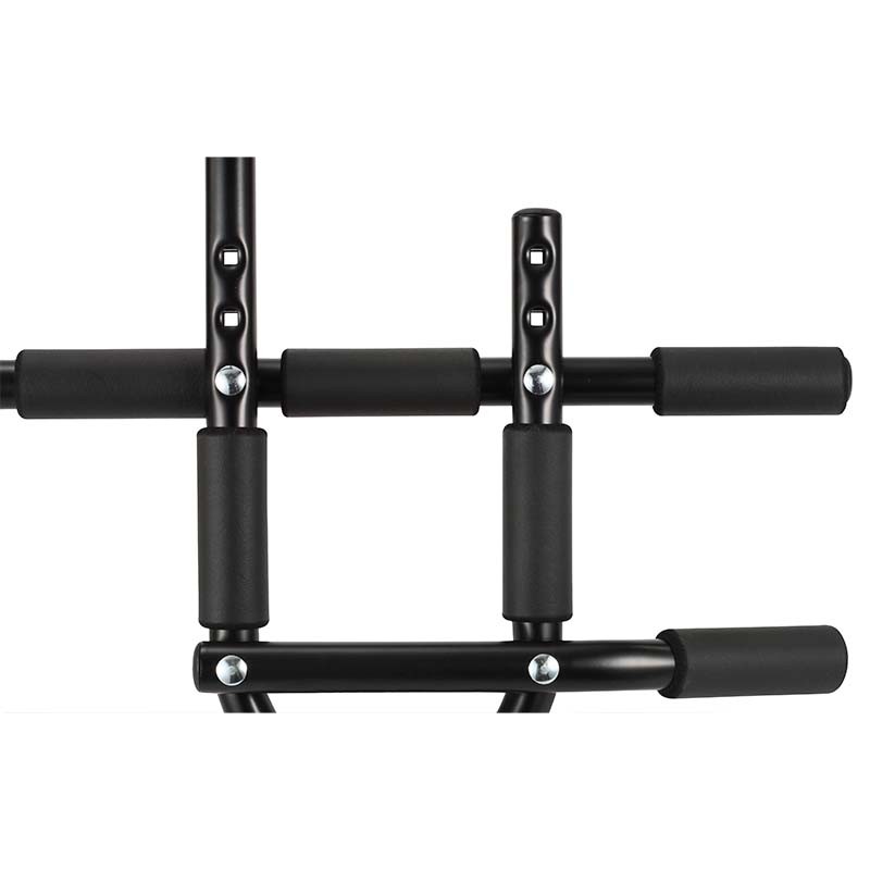 Custom OEM door chin up bar with adjustable width and foam handles.